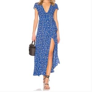 Amuse Society blue wrap maxi dress